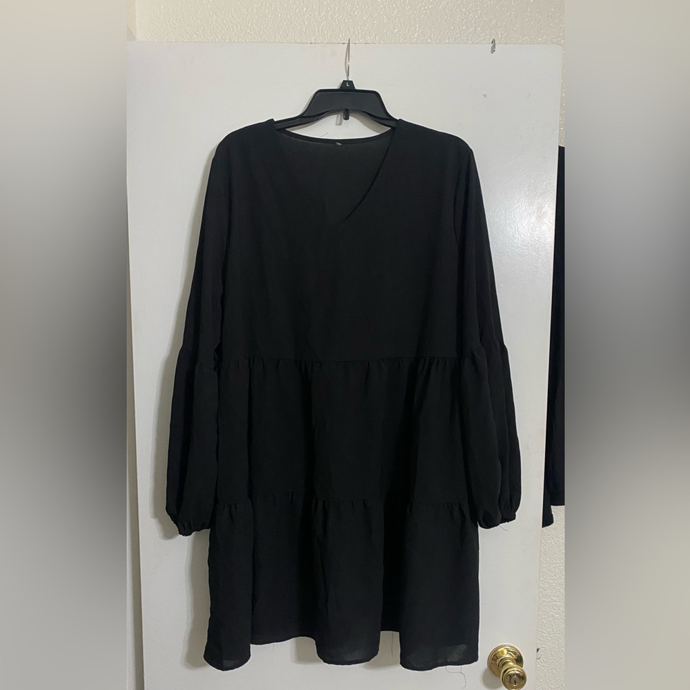 Source Unknown Black V-neck Long Sleeve Dress